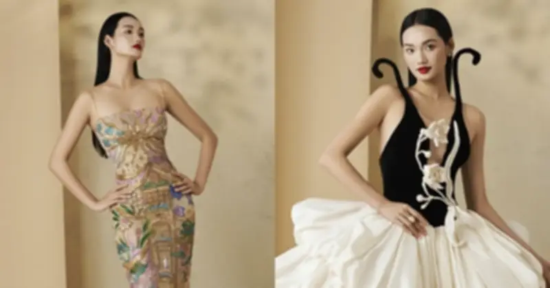 Á hậu Quỳnh Anh gây ấn tượng với đầm thêu hoa văn Huế tinh xảo