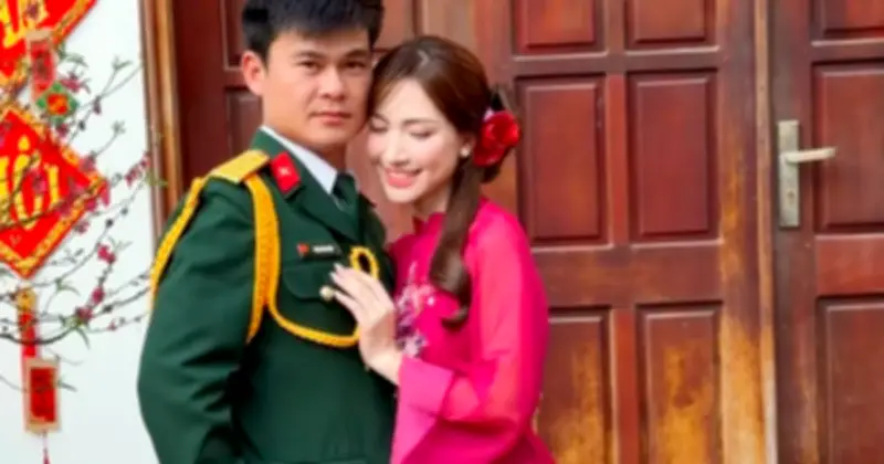 Hậu trường chụp ảnh Tết của Hòa Minzy và bạn trai Đại uý gây thích thú