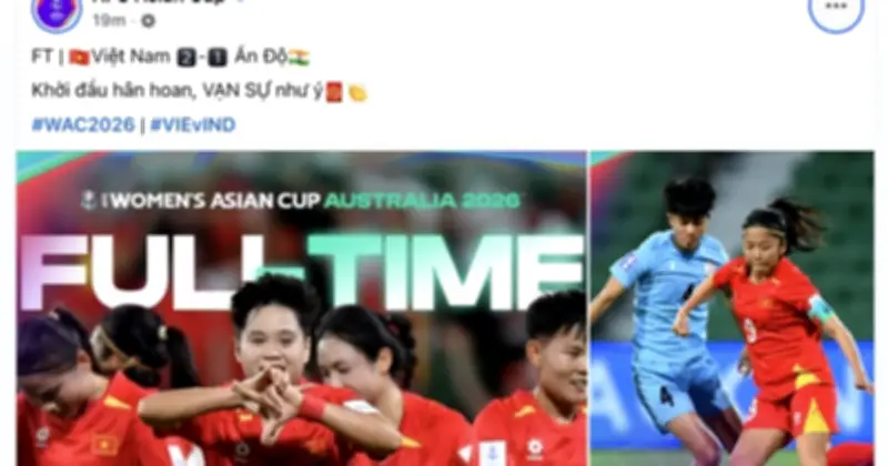 Đội tuyển nữ Việt Nam khởi đầu hân hoan tại Asian Cup với cú đúp của Vạn Sự