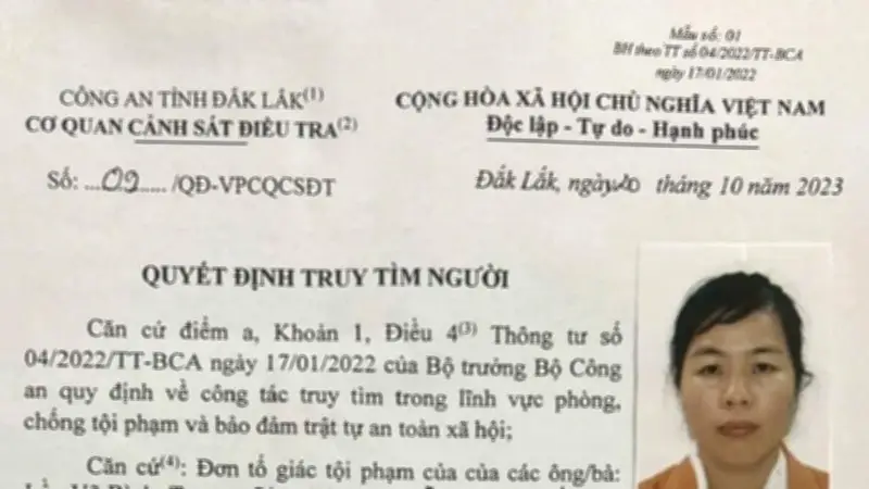 Đắk Lắk truy tìm phụ nữ lừa đảo chiếm đoạt gần 3,3 tỷ đồng qua thủ đoạn phân lô đất