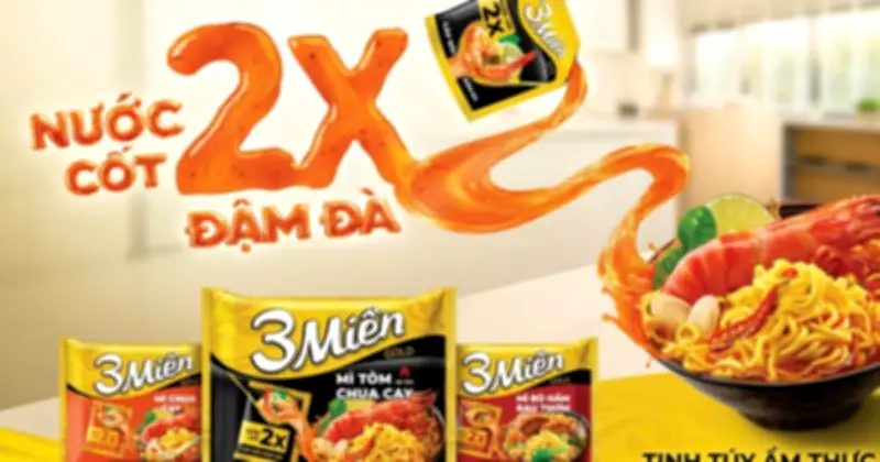 Mì 3 Miền Nâng Tầm Hương Vị Với Gói Nước Cốt 2X Gấp Đôi Đậm Đà