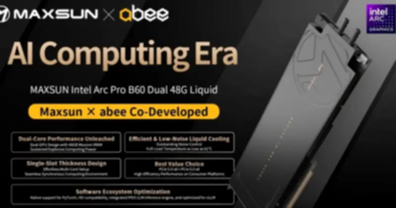 MAXSUN ra mắt card đồ họa Arc PRO B60 Dual tản nhiệt nước, tối ưu cho máy trạm AI
