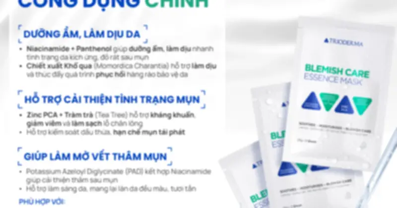 Mặt Nạ Trioderma Blemish Care Essence Mask: Giải Pháp Phục Hồi Da Mụn Thuần Việt
