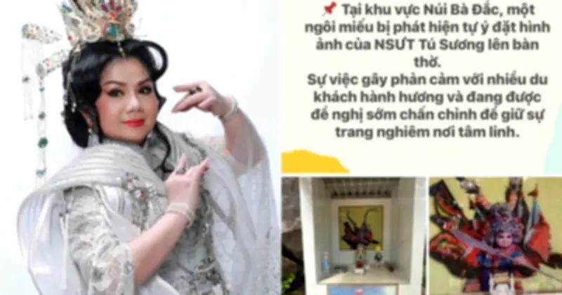 Nghệ sĩ Tú Sương lên tiếng về việc hình ảnh bị đặt trên bàn thờ miếu