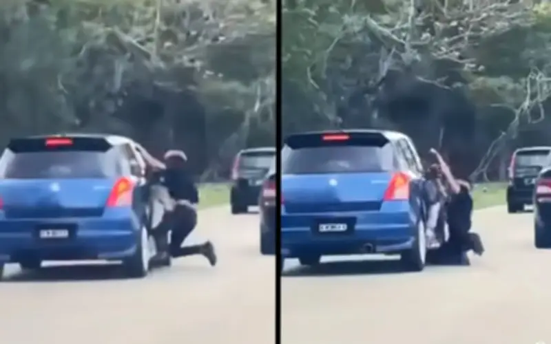 Người đàn ông Malaysia bám vào xe vợ cũ, bị bắt vì tống tiền và sử dụng ma túy