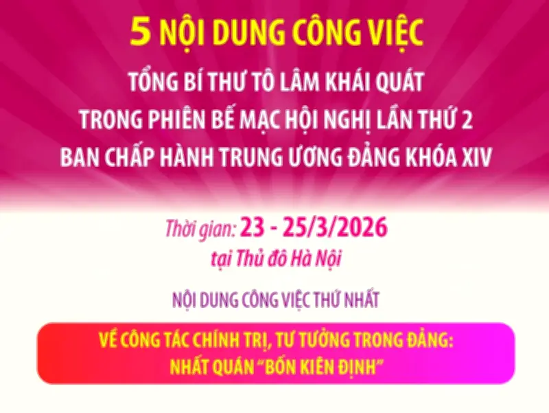 Năm nội dung công việc Tổng Bí thư khái quát trong phiên bế mạc Hội nghị Trung ương 2