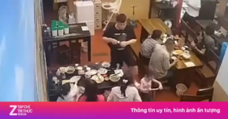 Phẫn nộ cảnh gã đàn ông đạp ngã cháu bé trong quán ăn tại Hà Nội