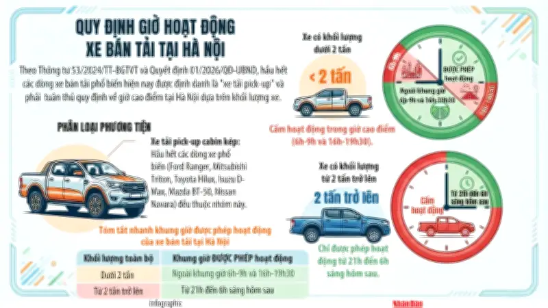 Quy Định Giờ Hoạt Động Xe Bán Tải Tại Hà Nội: Cần Chấp Hành Nghiêm