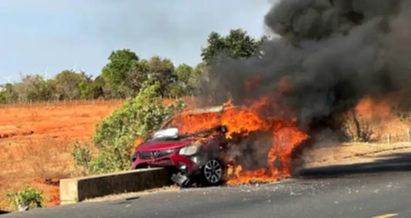 Ô Tô Bốc Cháy Dữ Dội Trên Đường Tỉnh Lâm Đồng, Tài Xế Kịp Thời Thoát Nạn