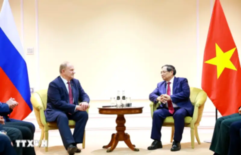 Thủ tướng Phạm Minh Chính tiếp Chủ tịch Đảng Cộng sản Liên bang Nga tại Hà Nội