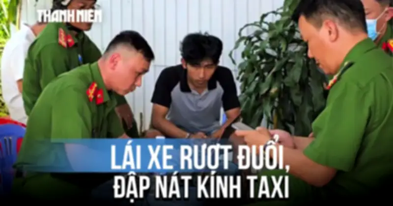 Thanh niên dùng gậy đập vỡ kính taxi sau khi ép xe trên Quốc lộ 20