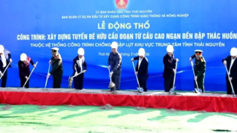 Thái Nguyên khởi công tuyến đê Hữu Cầu dài 15,9km với tổng đầu tư hơn 8.500 tỷ đồng
