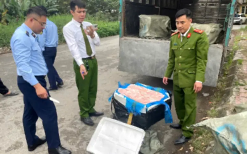Thu giữ 600 kg nầm lợn đông lạnh không rõ nguồn gốc tại Hưng Yên