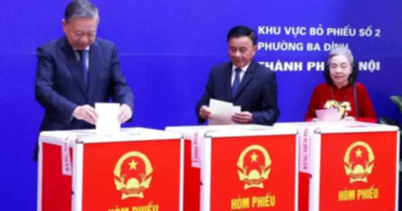 Tổng Bí thư Tô Lâm và lãnh đạo Đảng, Nhà nước tham gia bỏ phiếu bầu cử Quốc hội khóa XVI