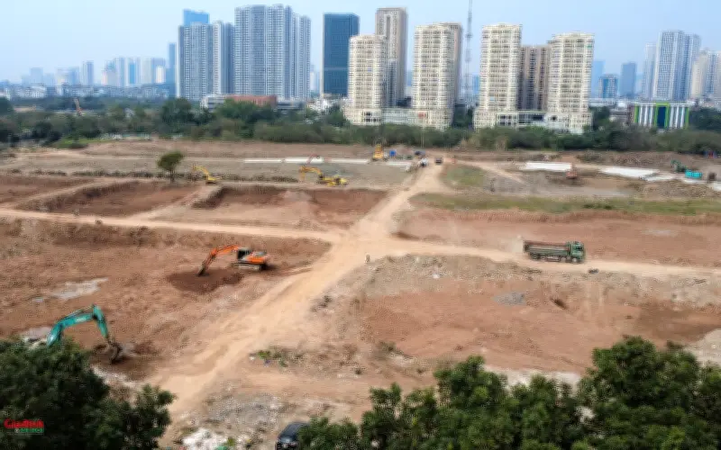 Toàn cảnh công trường đào hồ 12ha chống ngập cho phía Tây Hà Nội trước mùa mưa