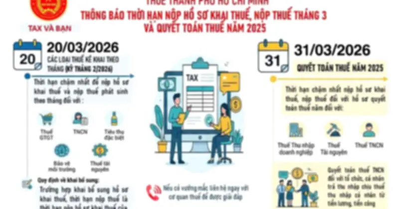 TP.HCM công bố lịch nộp thuế tháng 2/2026 và quyết toán năm 2025