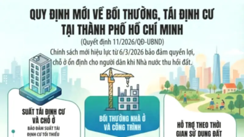 TP.HCM: Quy định mới về bồi thường, tái định cư từ 6/3/2026