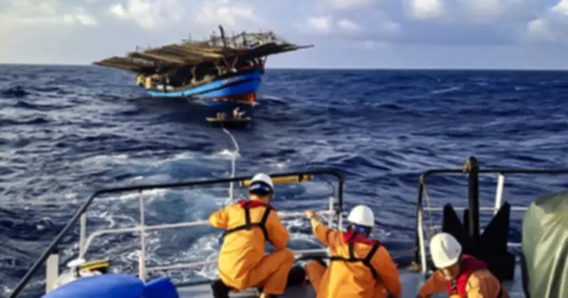 Tàu Hải quân khẩn cấp ứng cứu tàu cá Quảng Ngãi cùng 36 ngư dân gặp nạn trên biển
