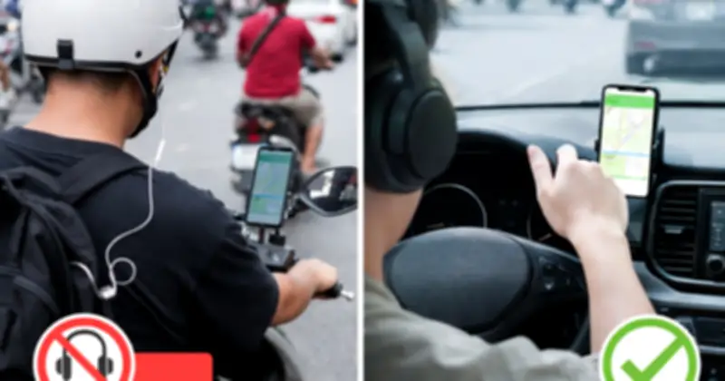 Vì sao đeo tai nghe dùng Google Maps khi đi xe máy bị phạt, ô tô thì không?