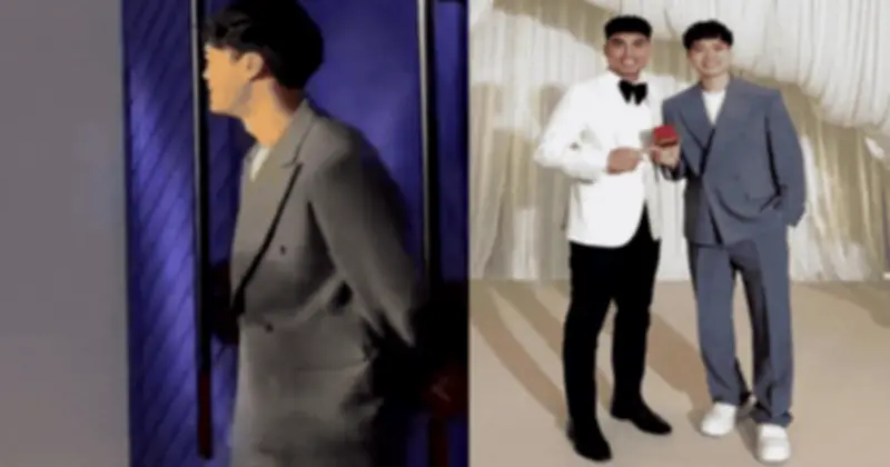 Văn Toàn 'lột xác' bảnh bao làm người trao nhẫn cưới cho Đức Huy và MC Huyền Trang