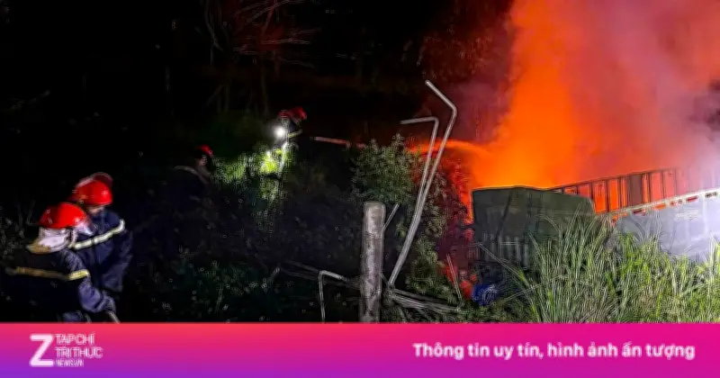 Xe đầu kéo bốc cháy dữ dội trên Quốc lộ 1A, tài xế tử vong tại hiện trường