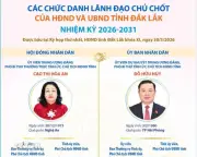 Các chức danh lãnh đạo chủ chốt của HĐND, UBND tỉnh Đắk Lắk nhiệm kỳ 2026-2031