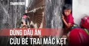 Cảnh sát giải cứu bé trai mắc kẹt giữa khe tường hẹp ở Hà Nội