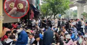 Hàng trăm người xếp hàng nhận vàng sớm tại Bảo Tín Mạnh Hải ở Hà Nội