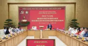 Thủ tướng Phạm Minh Chính và đồng chí Nguyễn Thanh Nghị dự hội nghị thông qua kết quả kiểm tra, giám sát