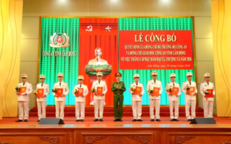 98 cán bộ Công an Lâm Đồng được thăng cấp bậc hàm đợt 1 năm 2025
