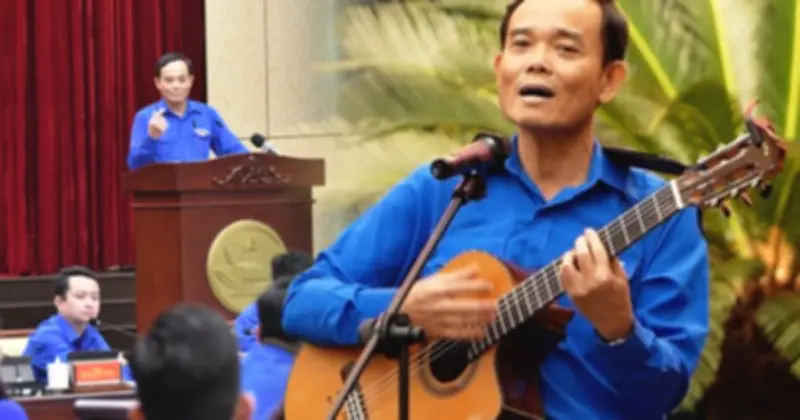 Bí thư Thành ủy Trần Lưu Quang ôm đàn hát 'Con đường đến trường' tặng thanh niên