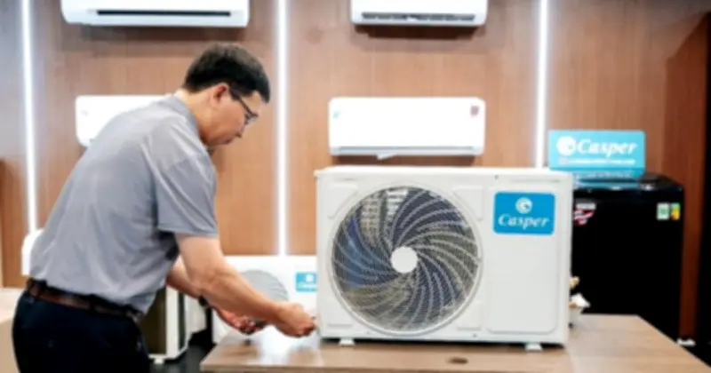 Bên trong điều hòa Casper JC-09IU36: Máy nén Panasonic và dàn đồng bền bỉ