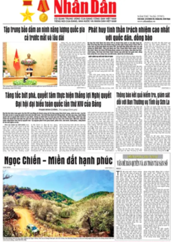 Báo Nhân Dân số 25707: Đẩy mạnh công tác xây dựng Đảng và phát triển kinh tế - xã hội