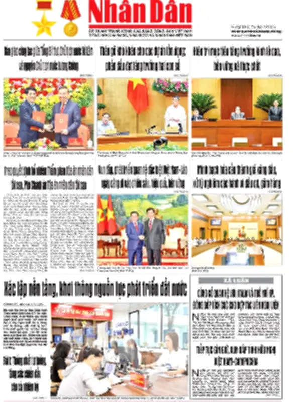 Báo Nhân Dân số 25712: Tin tức chính trị, kinh tế, xã hội nổi bật trong ngày