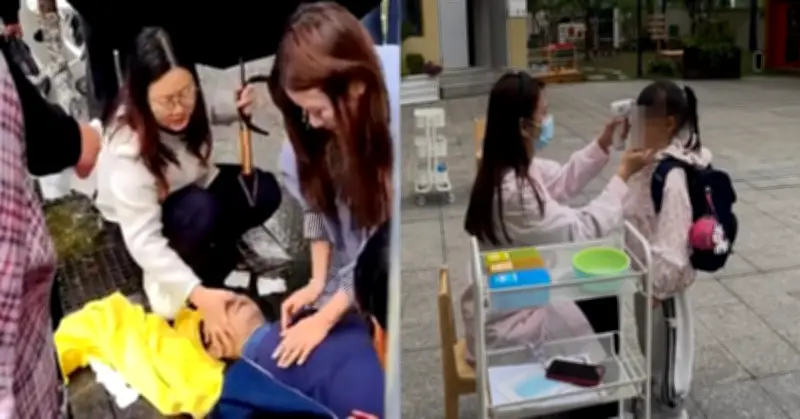 Cô gái quỳ giữa mưa cứu người bị tai nạn giao thông gây xúc động mạnh