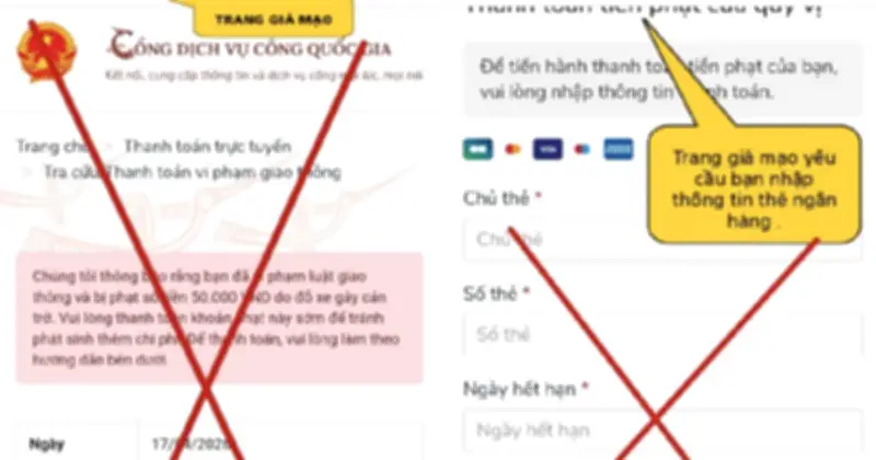 Cảnh báo chiêu lừa 'phạt nguội 50.000 đồng' qua website giả mạo dịch vụ công