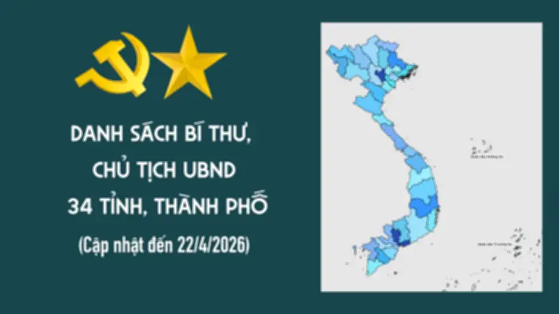 Danh sách Bí thư, Chủ tịch UBND 34 tỉnh, thành phố được công bố