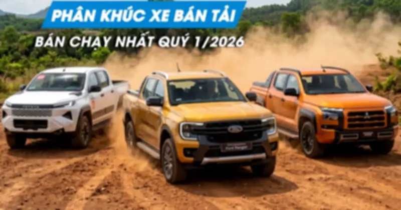 Ford Ranger giữ vững ngôi vương, Toyota Hilux hạ nhiệt trong quý 1/2026