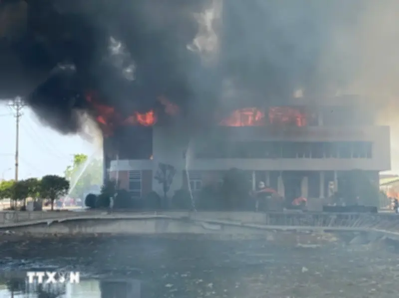 Hỏa hoạn thiêu rụi khu trưng bày gỗ tại Hà Tĩnh, lực lượng chức năng khống chế thành công