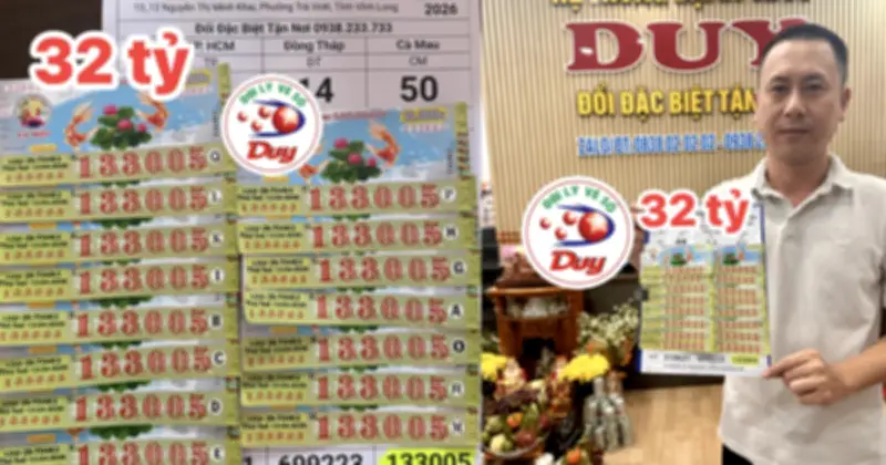 Đại lý vé số Vĩnh Long đổi thưởng 16 tờ độc đắc, tổng giá trị 32 tỉ đồng