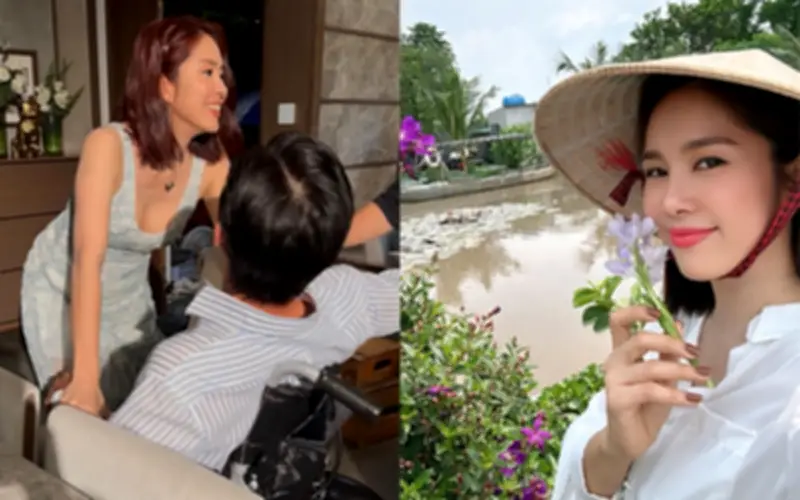 Lê Phương Vân khoe nhan sắc trẻ trung ở tuổi 41, chụp ảnh cùng bạn diễn kém tuổi