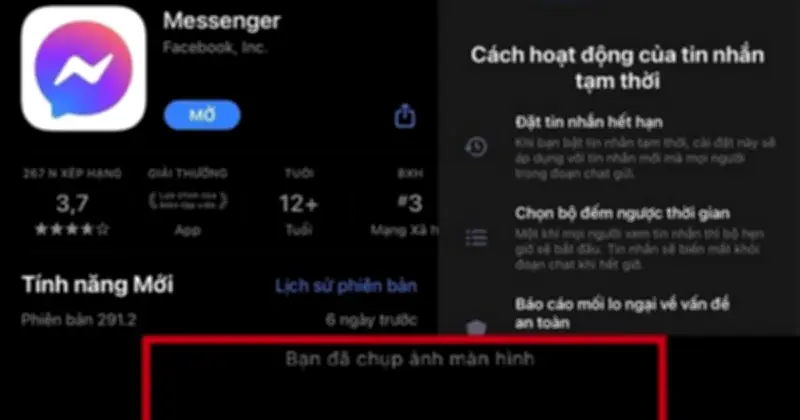Messenger: Cảnh báo chụp màn hình chỉ hoạt động trong chế độ tin nhắn tự hủy