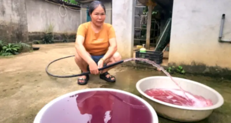 Nước Giếng Chuyển Màu Tím Bất Thường, Người Dân Buộc Phải Mua Nước Bình Để Sinh Hoạt