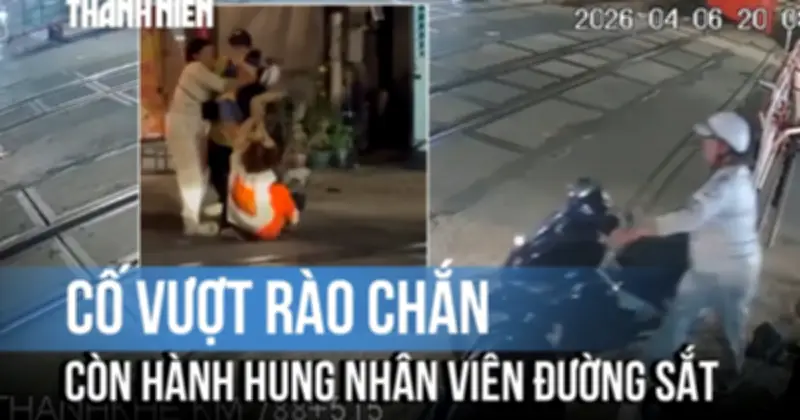 Đà Nẵng: Phụ nữ vượt rào chắn đường sắt, hành hung nhân viên gác chắn