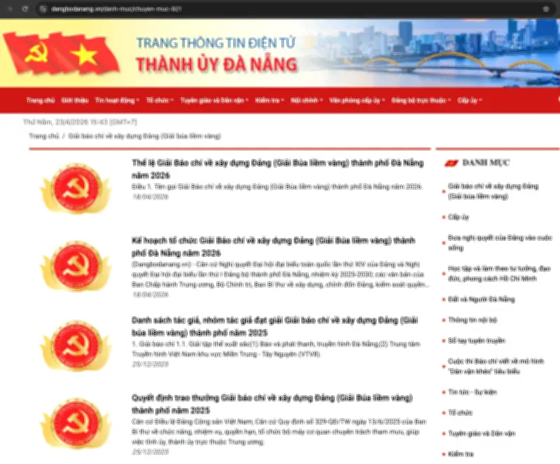 Đà Nẵng phát động Giải Búa liềm vàng 2026 về xây dựng Đảng