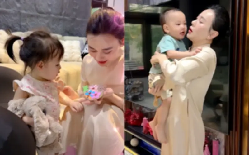 Phương Oanh Khéo Tay Dạy Con Làm Bánh Thái, Đôi Song Sinh Gây Cười