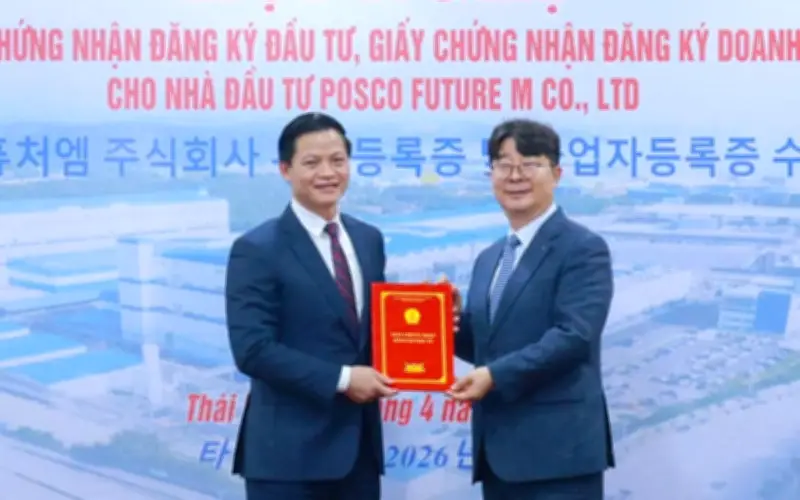 POSCO đầu tư 282 triệu USD xây nhà máy vật liệu pin tại Thái Nguyên