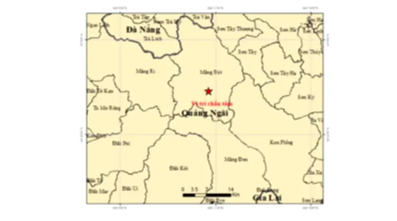 Quảng Ngãi tiếp tục hứng chấn động, trận động đất mới có độ lớn 3.7 tại Măng Bút