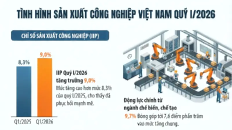 Sản xuất công nghiệp quý I/2026 tăng trưởng, tiêu thụ tăng, tạo nhiều việc làm mới