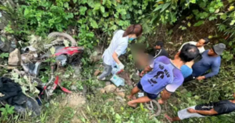 Tai nạn thương tâm tại Quảng Trị: Xe máy mất phanh lao xuống vực, một người tử vong